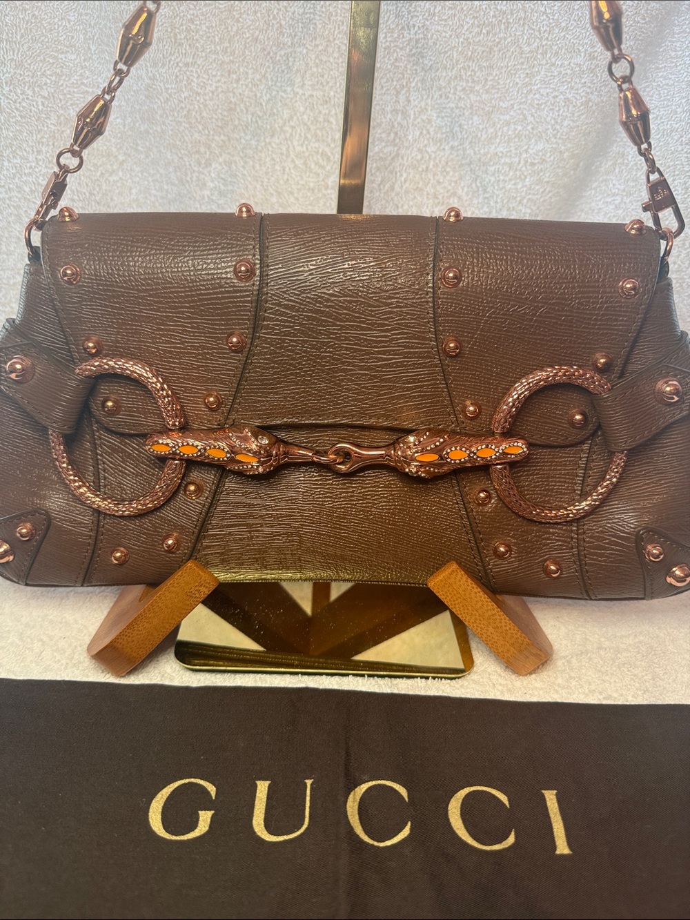 Rare Gucci Serpent Head Horsebit Clutch - Picture 2 of 13